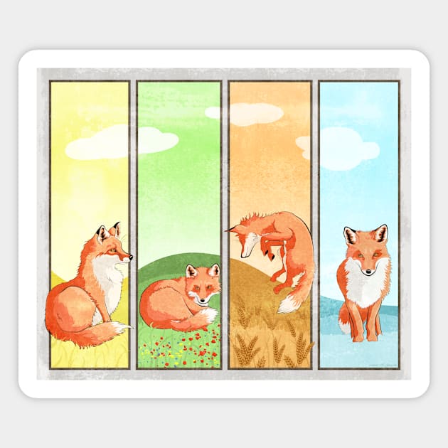 Season of the Foxes Magnet by Art by Angele G